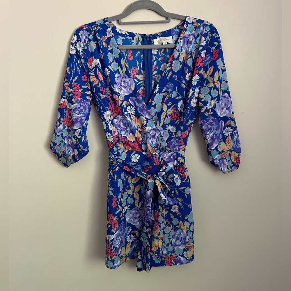 Yumi Kim Blue Floral Romper Size Small